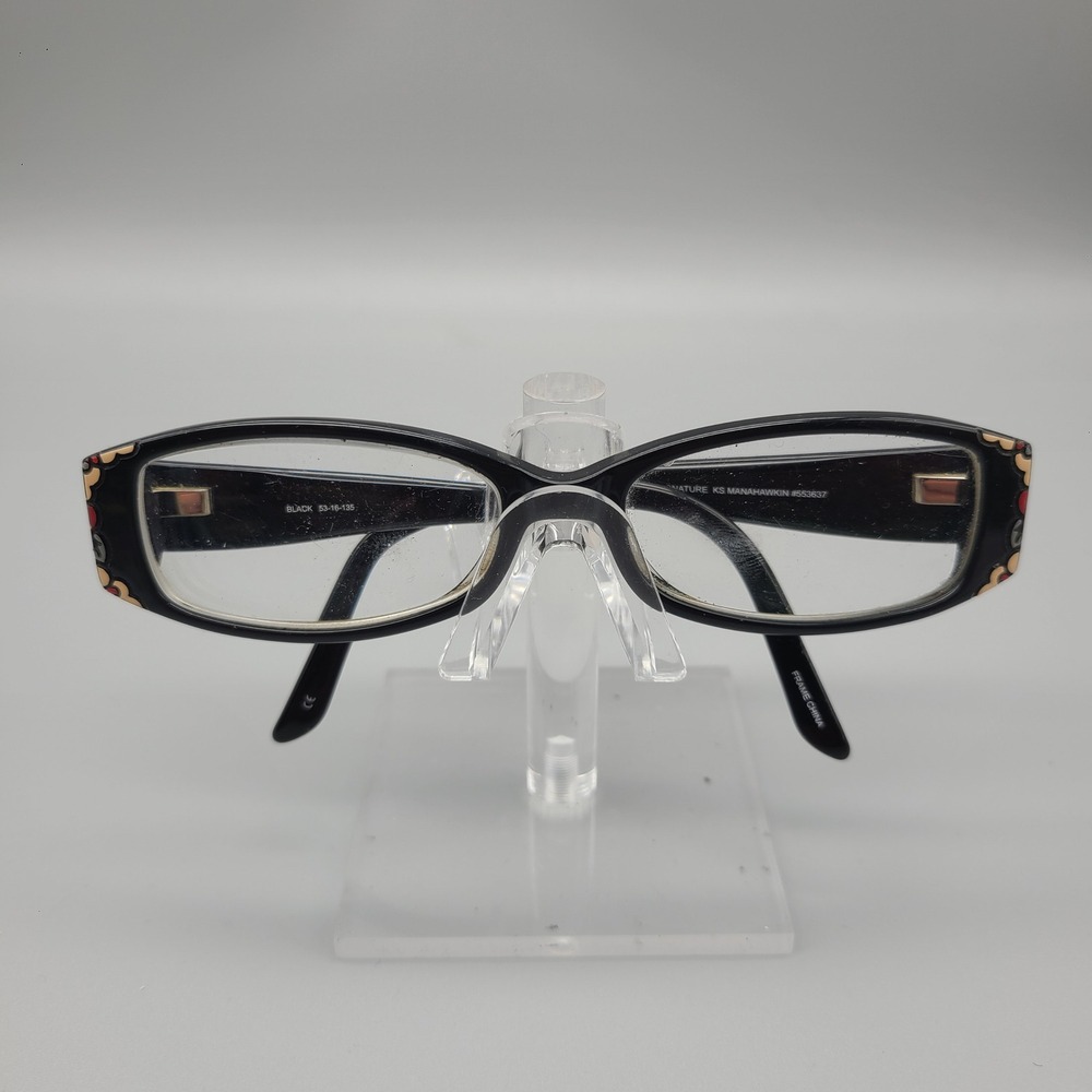 Kirkland Signature KS Manahawkin Black Floral Eyeglasses 53-16-135 #553637
